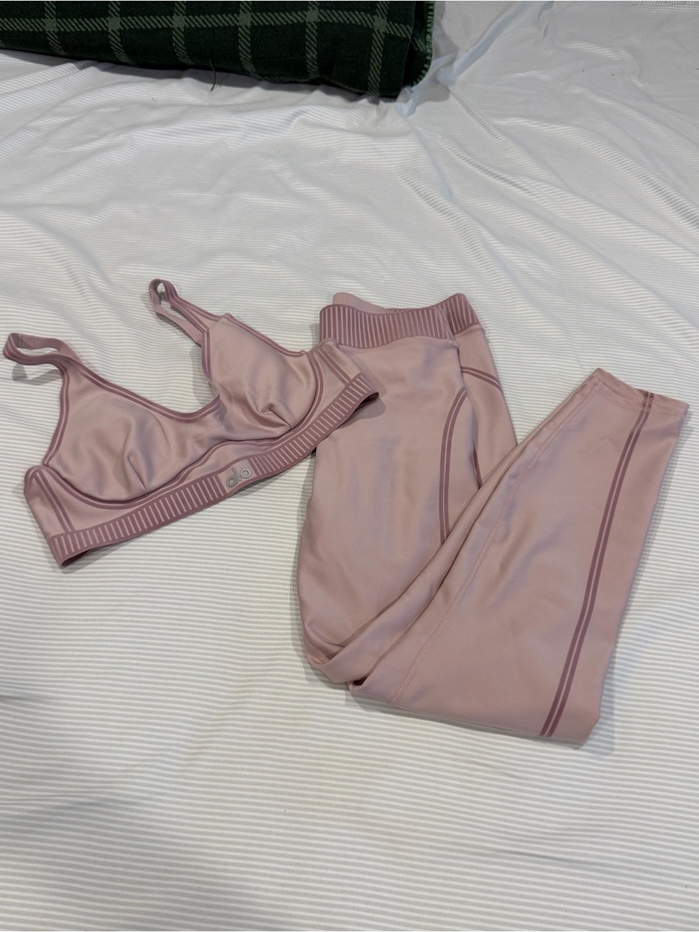 ALO Yoga Dusty Pink Bralette and Leggings Set